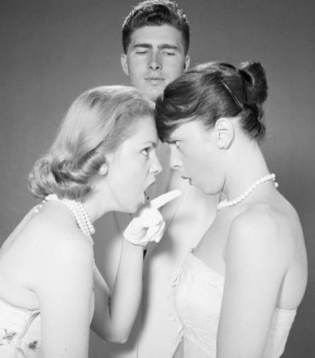 Posterazzi Two young women fighting over man Canvas Art -  (24 x 36)