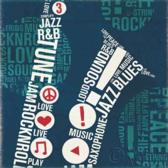 Posterazzi Type Sax Square Canvas Art - Michael Mullan (24 x 24)