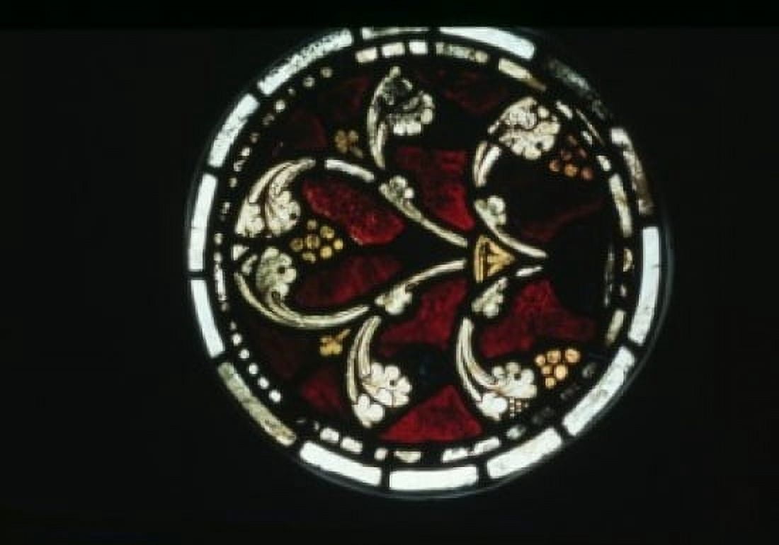 Posterazzi UK England Salisbury Salisbury Cathedral Stained glass with roundel of foliage and berries Canvas Art - (24 x 36)