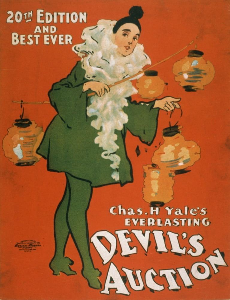 Posterazzi US Lithograph Co Devils Auction c1901-2 Canvas Art - US Lithograph Co (24 x 36)