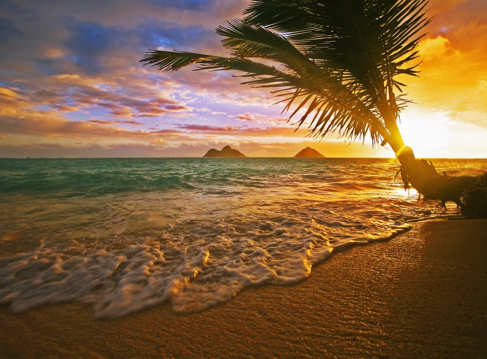 Posterazzi USA Hawaii Lanikai Beach at sunrise Oahu Canvas Art - Tomas del Amo Design Pics (32 x 24)