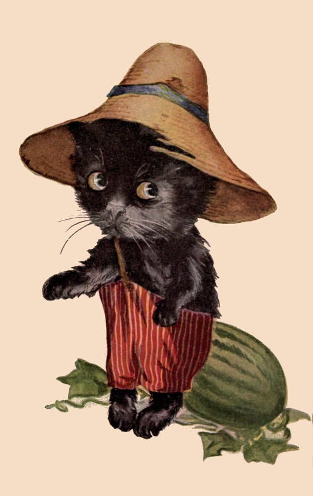Posterazzi Uncle Milton Three little kittens 1908 Kitten with hat Canvas Art - Uncle Milton (24 x 36)