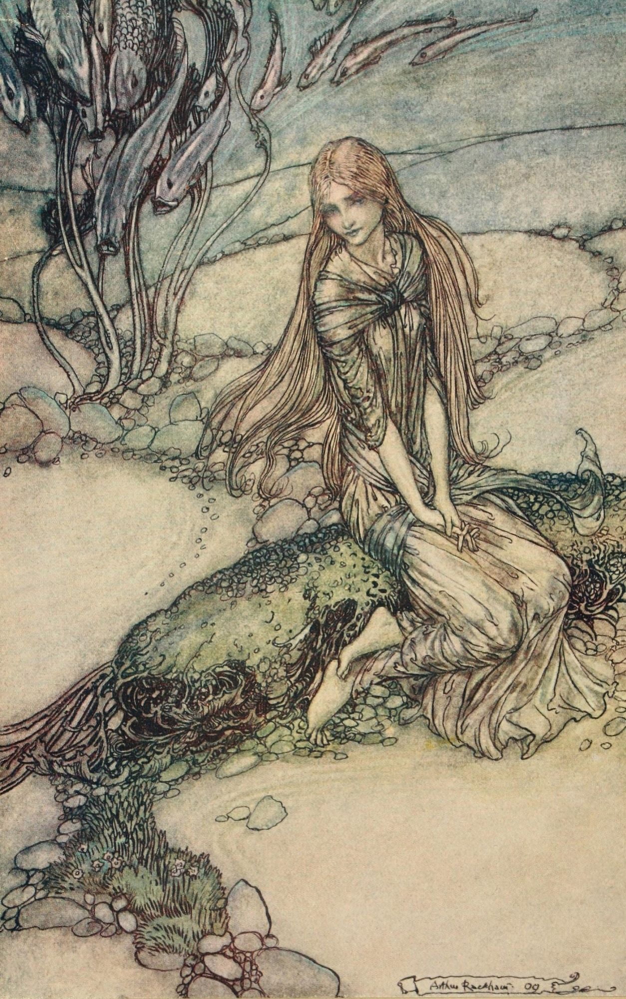 Posterazzi Undine 1909 Beneath the crystal vault Canvas Art - A Rackham (24 x 36)