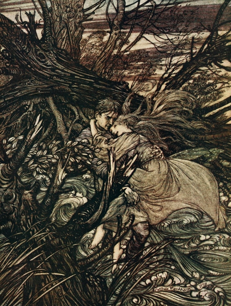 Posterazzi Undine 1909 Knight took her Canvas Art - A Rackham (24 x 36)