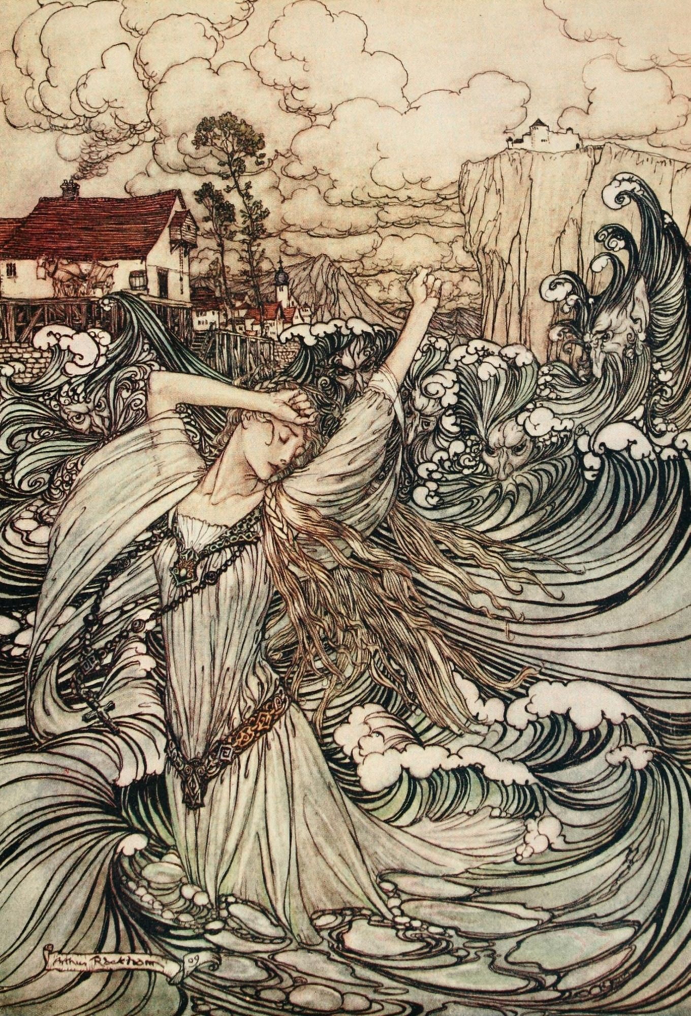 Posterazzi Undine 1909 Lost in the Danube Canvas Art - A Rackham (24 x 36)