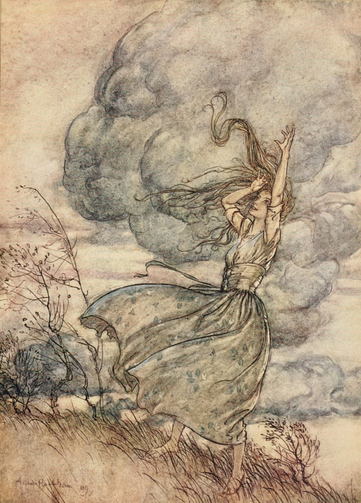 Posterazzi Undine 1909 The Storm Threatened Canvas Art - A Rackham (24 x 36)