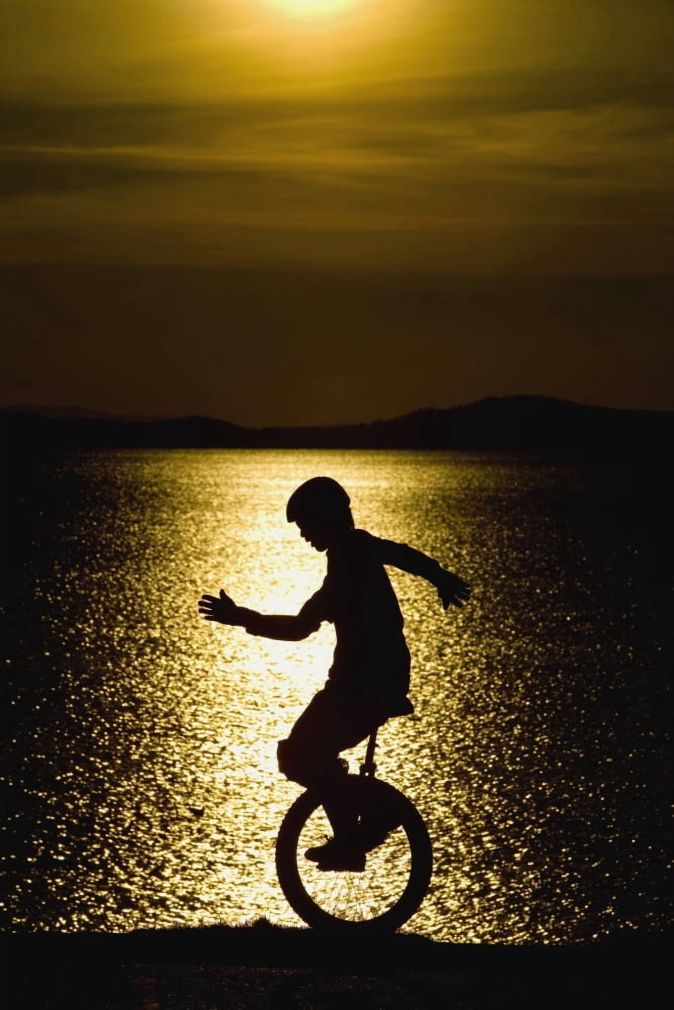 Posterazzi Unicycling Silhouette Canvas Art - Deddeda  Design Pics (22 x 34)