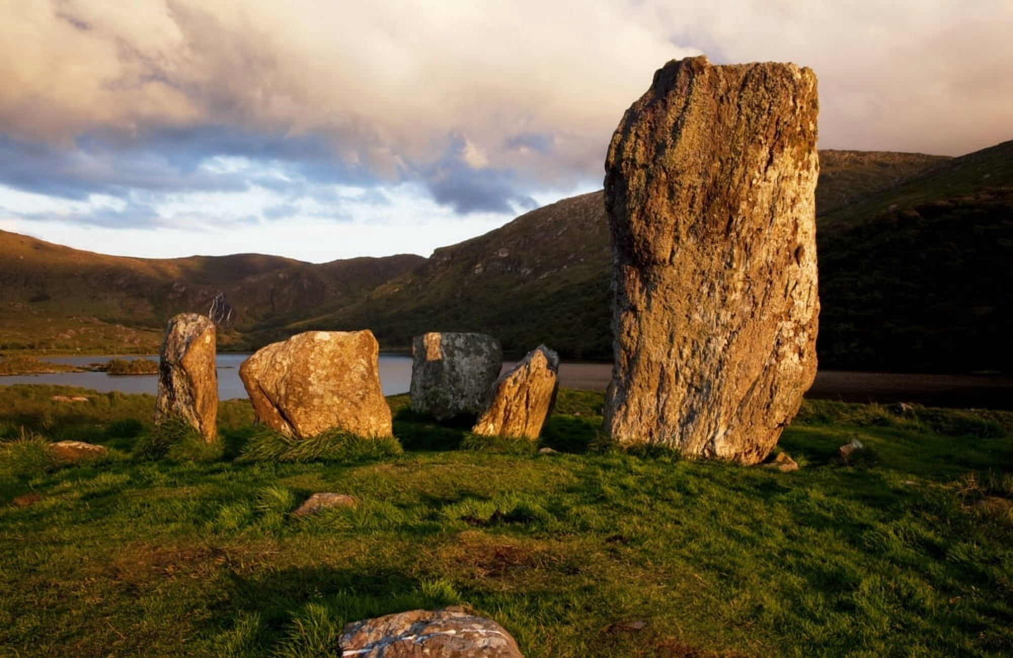 Posterazzi Uragh Stone Circle under a cloudy sky at sunset County Kerry Ireland Canvas Art - Peter Zoeller Design Pics (38 x 24)
