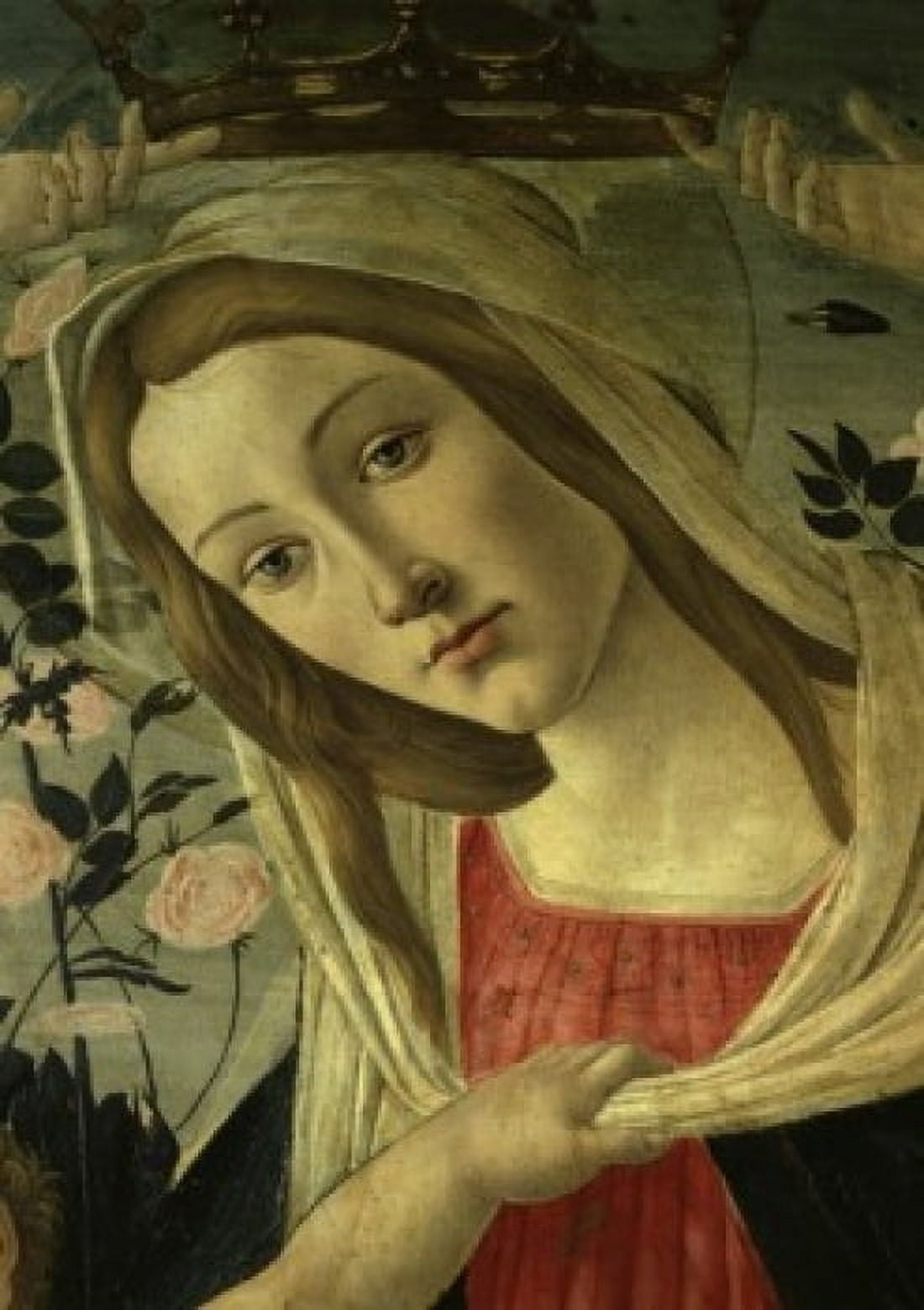 Posterazzi VIRGIN AND CHILD SURROUNDED BY ANGELS THE (DETAIL OF THE VIRGIN) Botticelli Sandro 1444 d1510 Italian Private Collection Canvas Art - Sandro Botticelli (24 x 36)