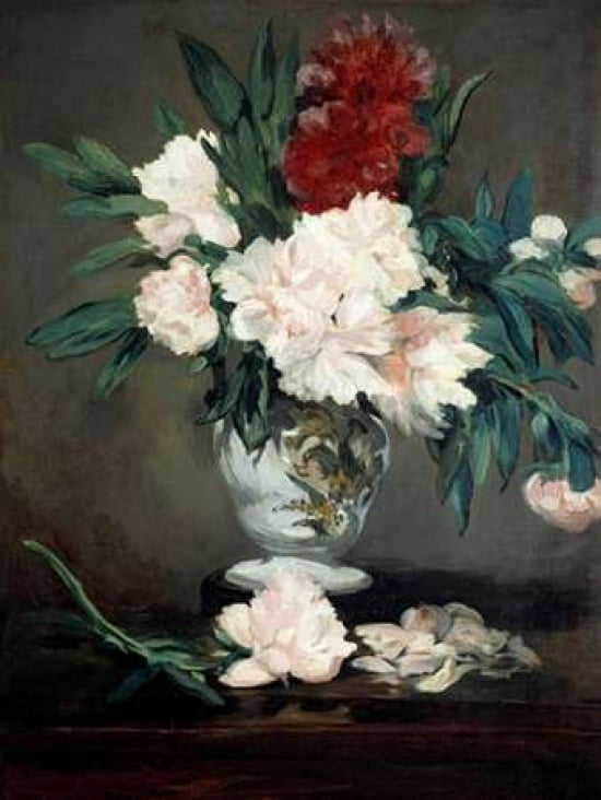 Posterazzi Vase de pivoines sur piedouche Canvas Art - Edouard Manet (22 x 28)