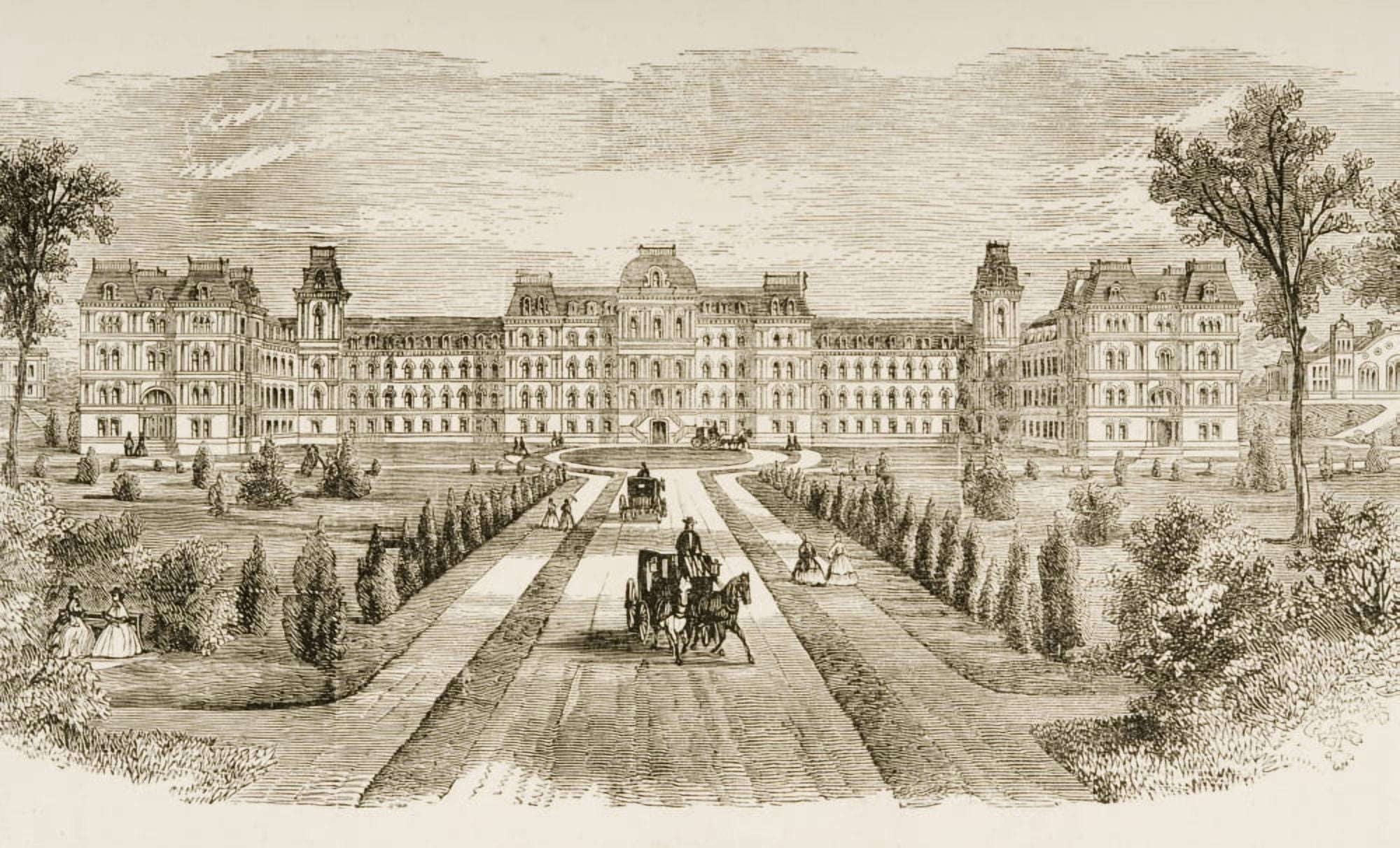 Posterazzi Vassar College Poughkeepsie New York In 1870S From American Pictures Drawn With Pen And Pencil By Rev Samuel Manning Circa 1880 Canvas Art - Ken Welsh  Design Pics (36 x 22)