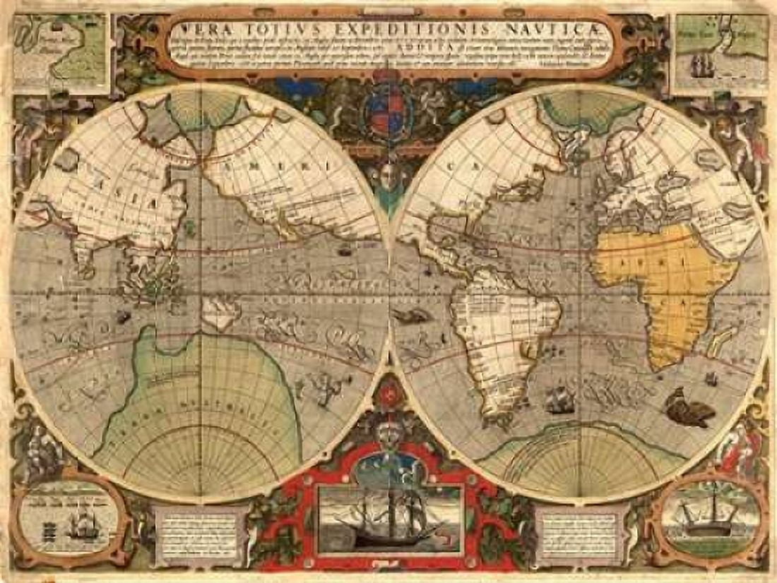 Posterazzi Vera Totius Expeditionis Nauticae 1595 Canvas Art - Hendrik Hondius (22 x 28)