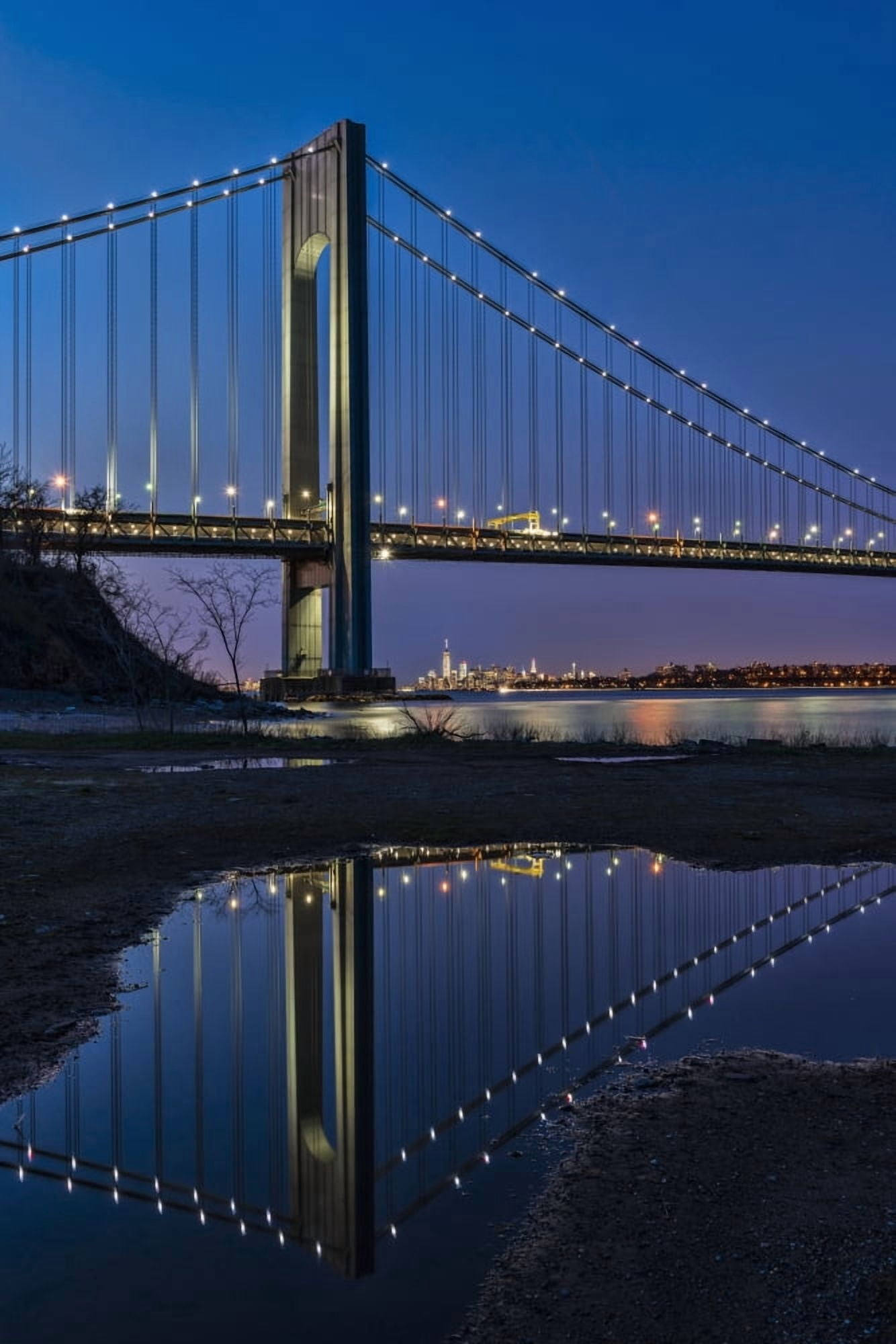 Posterazzi Verazzano-Narrows Bridge at sunset Fort Wadsworth Staten Island New York United States of America Canvas Art - F M Kearney Design Pics (24 x 38)