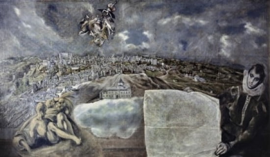 Posterazzi View and Plan of Toledo 1608 El Greco (1541-1641Greek) Oil on canvas Museo del Greco Toledo Spain Canvas Art - El Greco (24 x 36)