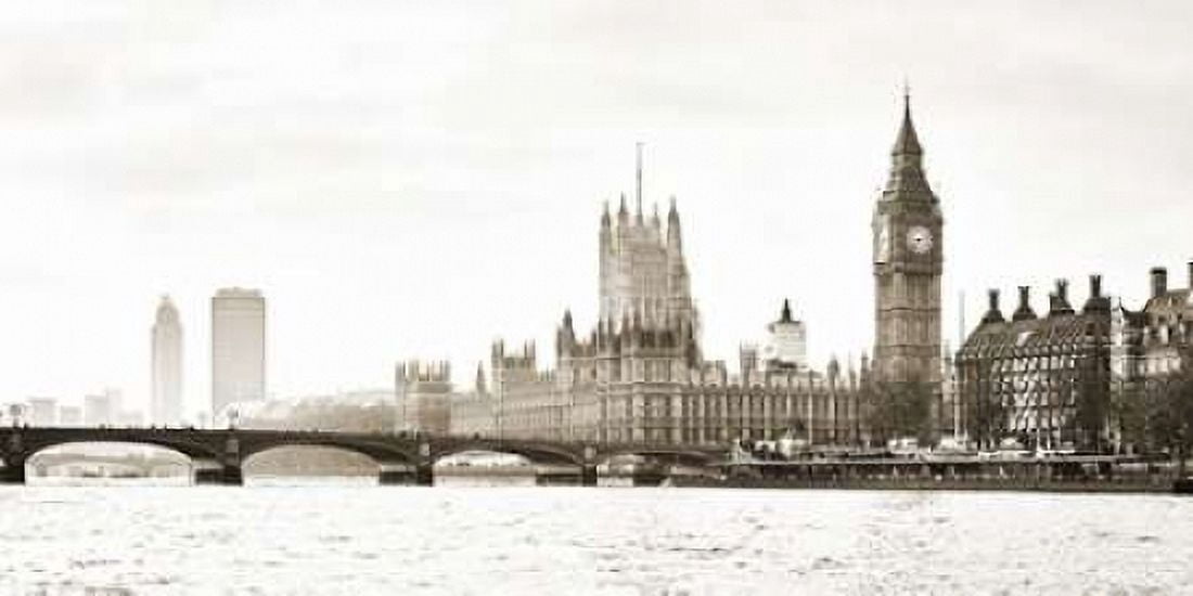 Posterazzi View of the Houses of Parliament and Westminster Bridge London Canvas Art - Frank Helena (24 x 48)