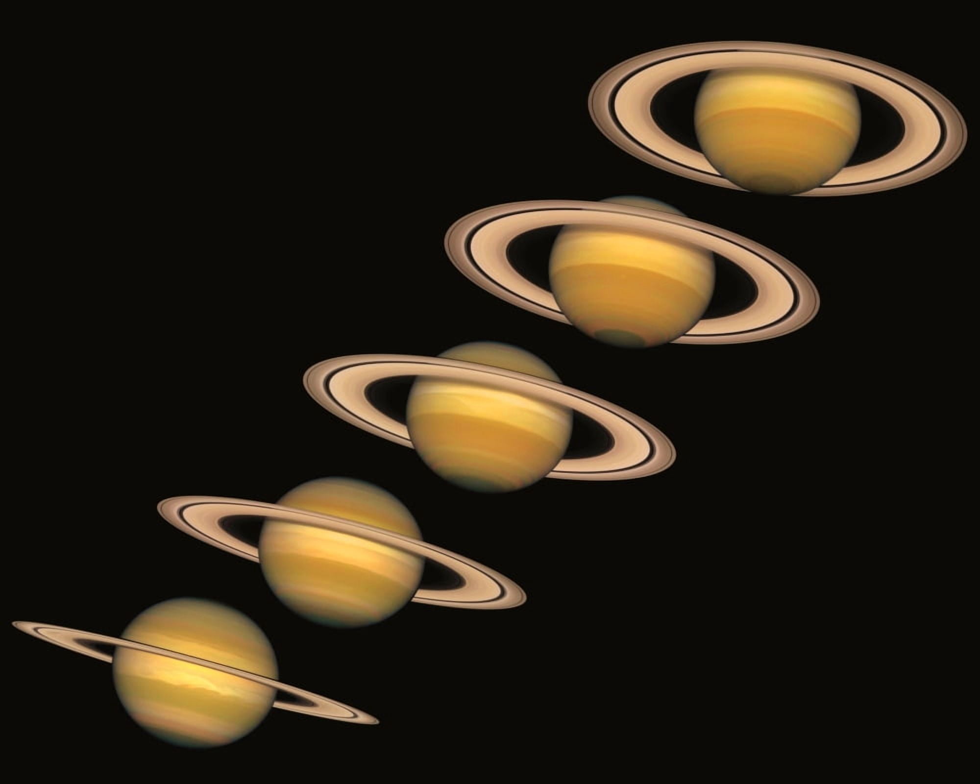 Posterazzi Views Of Saturn Over The Years (1996-2000) Canvas Art - Don Hammond Design Pics (32 x 24)