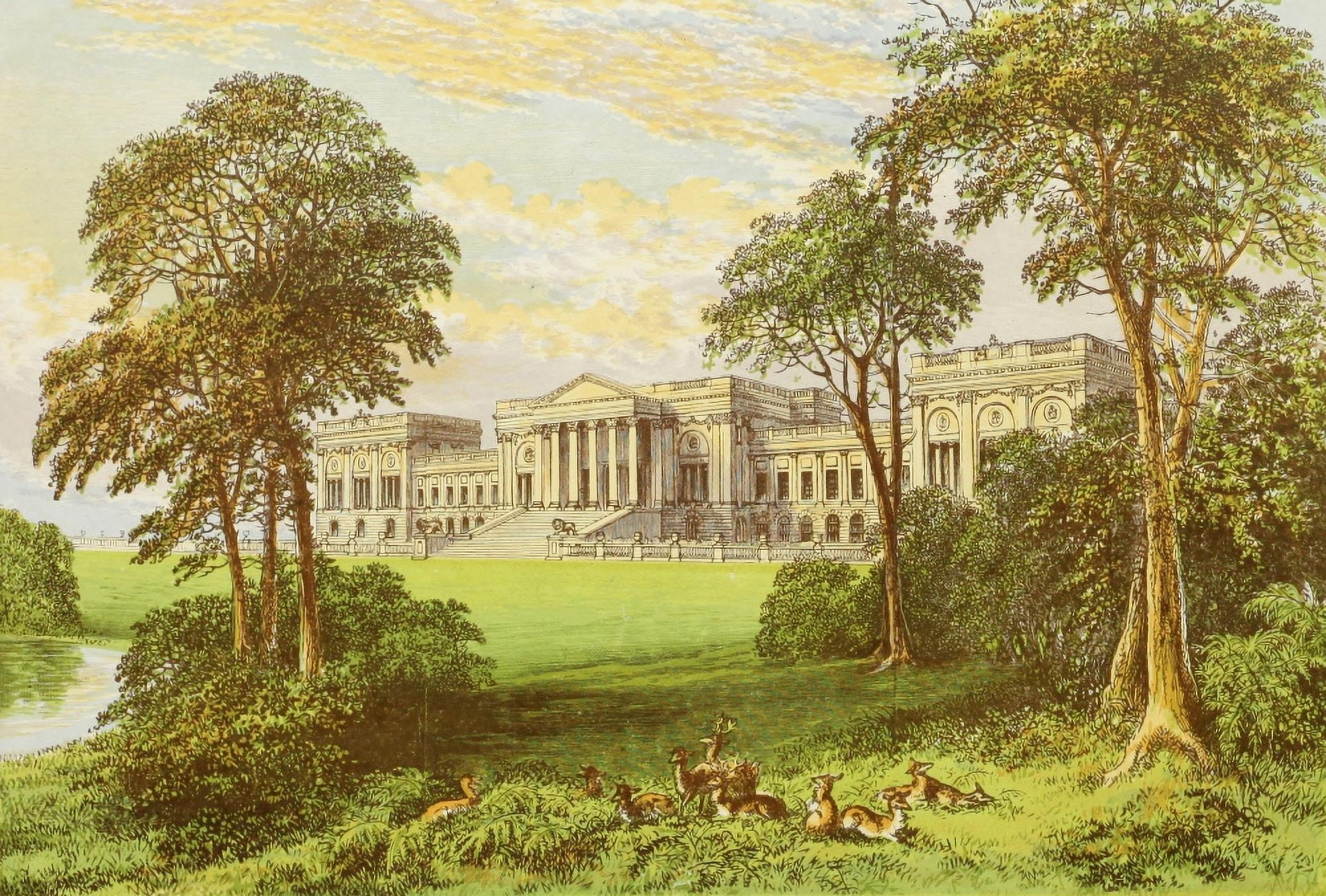 Posterazzi Views of Seats 1880 Stowe Park Canvas Art - AF Lydon (24 x 36)