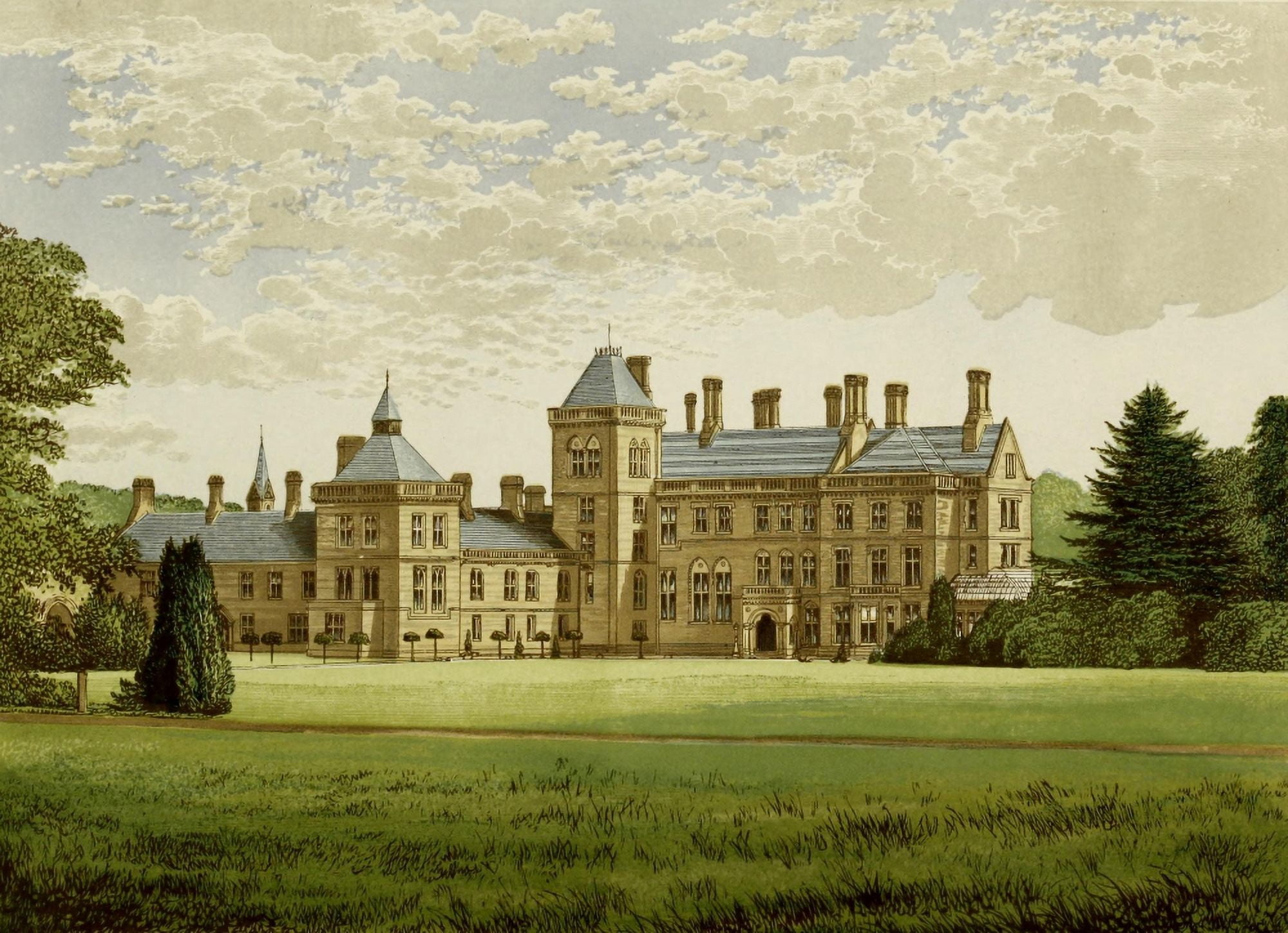 Posterazzi Views of Seats 1880 Walton Hall Canvas Art - AF Lydon (24 x 36)