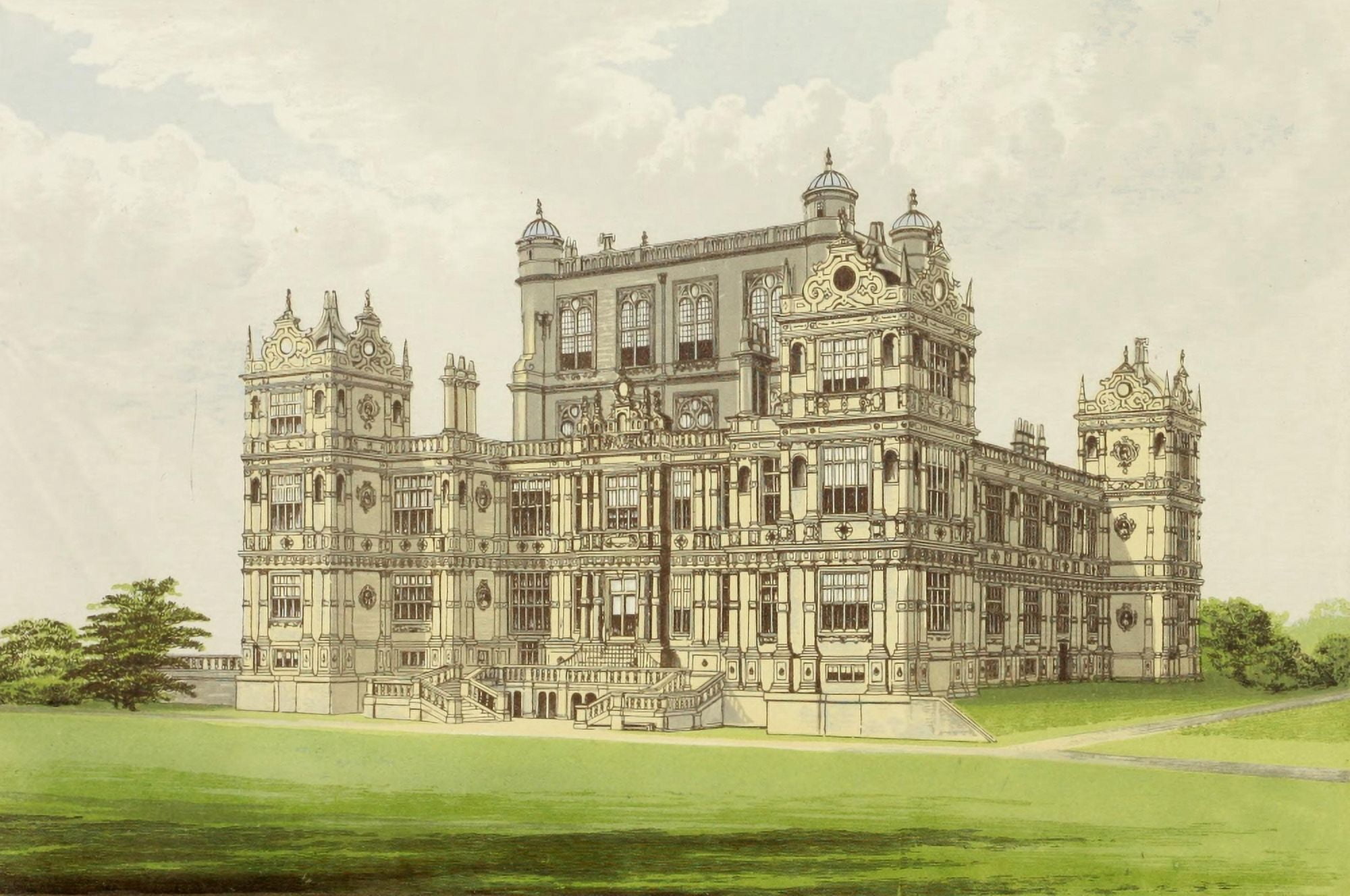 Posterazzi Views of Seats 1880 Wollaton Hall Canvas Art - AF Lydon (24 x 36)
