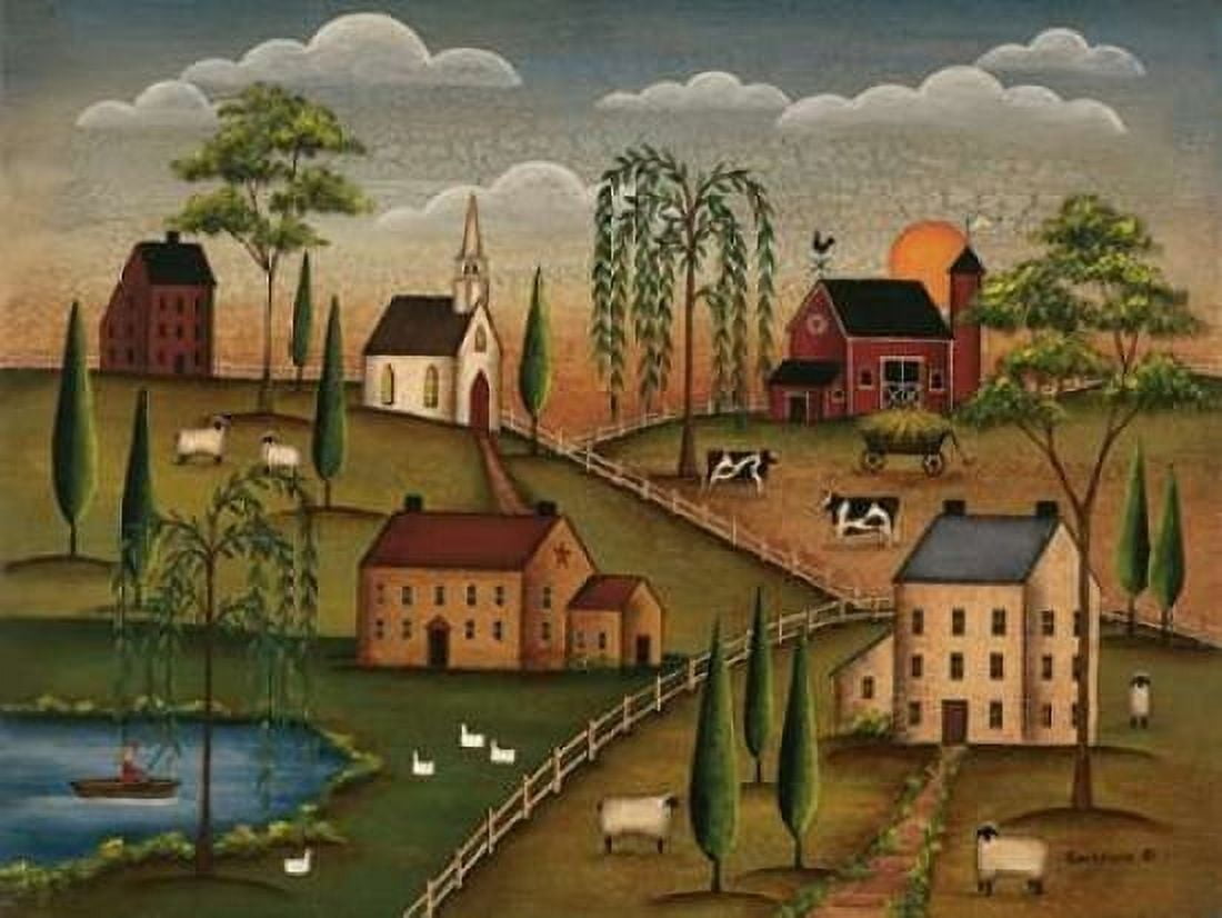 Posterazzi Village Day Canvas Art - Kim Lewis (18 x 24)
