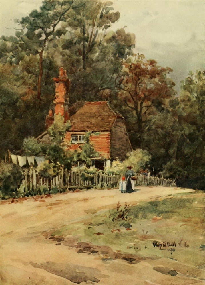 Posterazzi Village Homes of England 1912 Old Turnpike Cottage Brockenhurst Canvas Art - Wilfrid Ball (24 x 36)