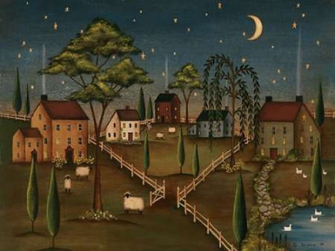 Posterazzi Village Night Canvas Art - Kim Lewis (18 x 24)