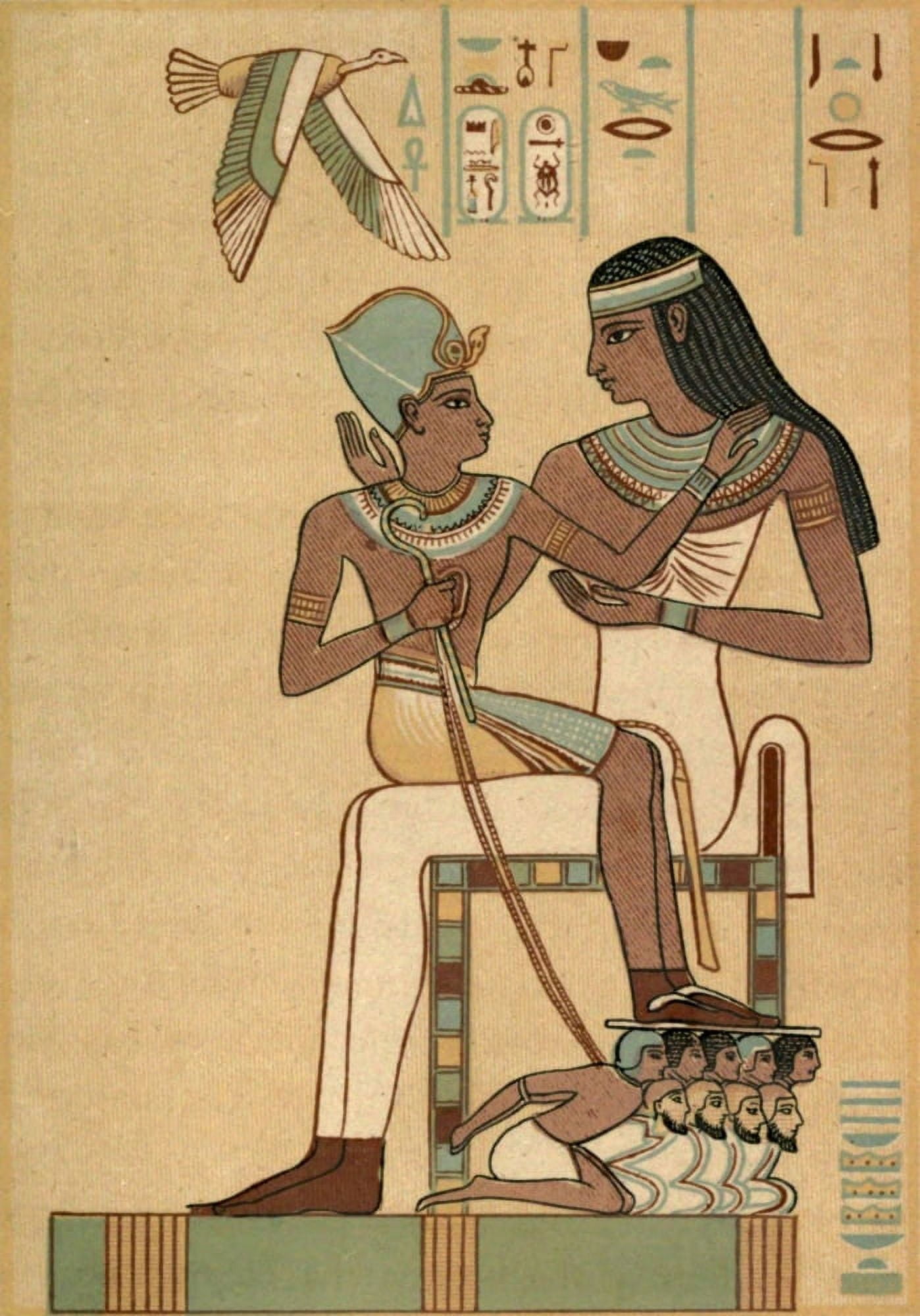 Posterazzi Vincent Brooks Day Lith The Pharaohs and their people 1884 Amenhotep on the lap of a goddess Canvas Art - Vincent Brooks Day Lith (24 x 36)