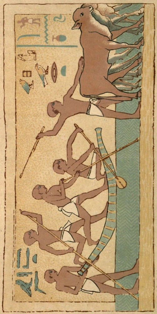 Posterazzi Vincent Brooks Day Lith The Pharaohs and their people 1884 Boatmen & cattle drivers Canvas Art - Vincent Brooks Day Lith (24 x 36)