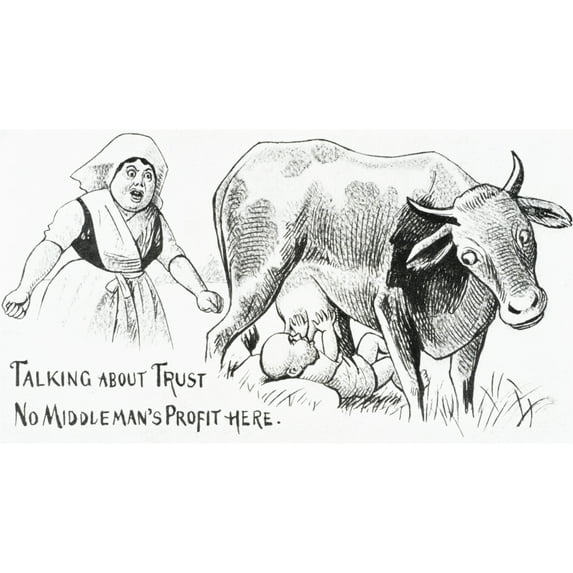 Posterazzi DPI12272359 Vintage Illustration of Baby Sucking Utters From Cow & Angry Mother From 19th Century Poster Print - 20 x 11 in.
