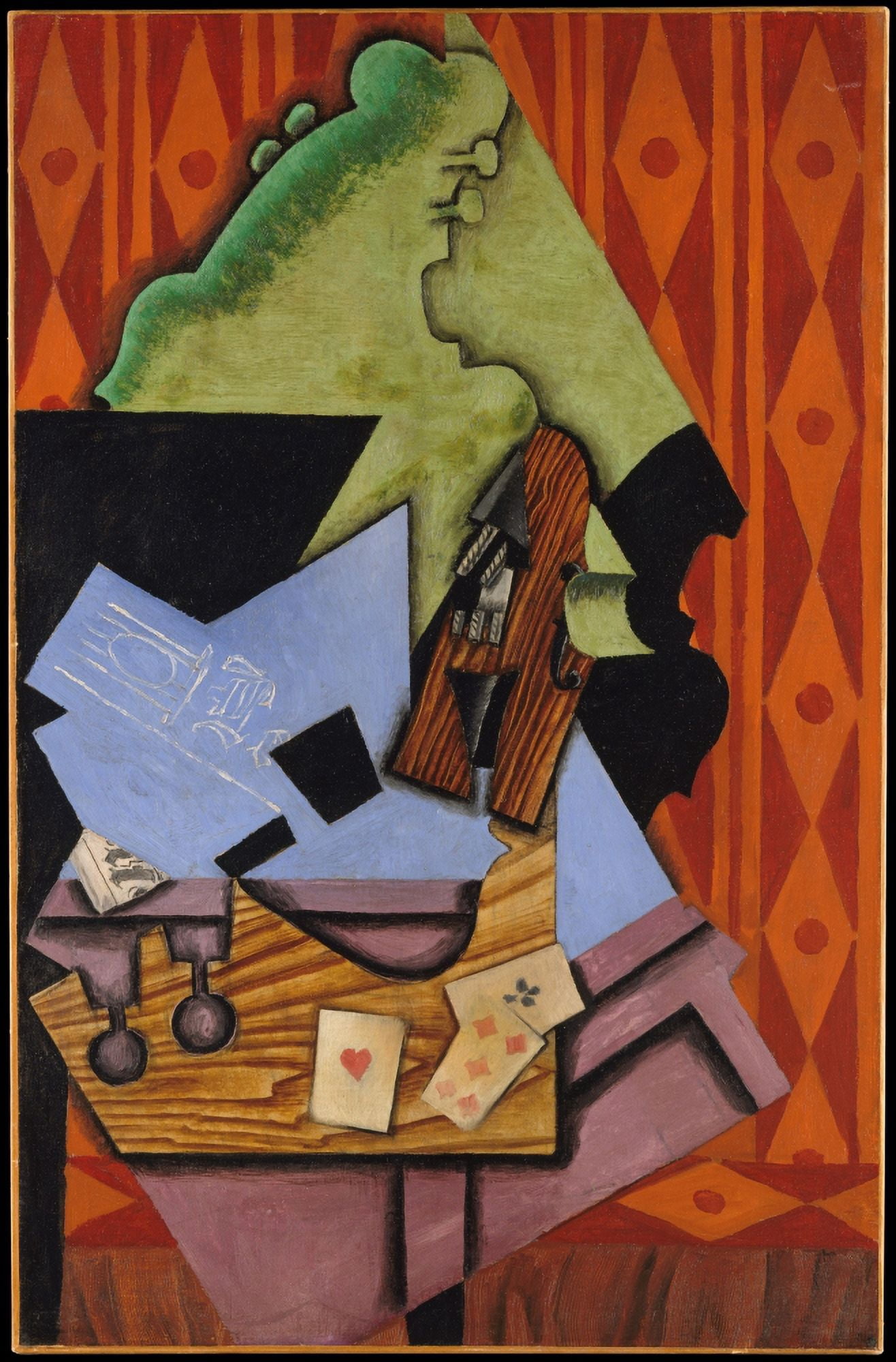 Posterazzi Violin & Playing cards on a Table 1913 Canvas Art - Juan Gris (24 x 36)