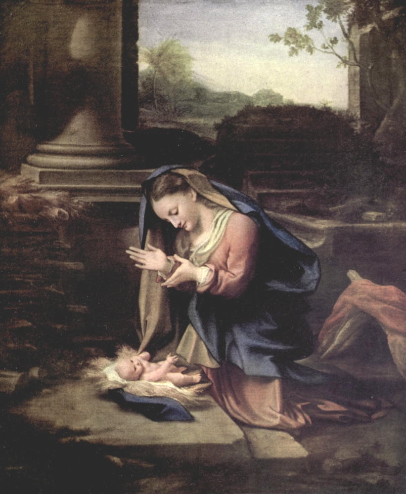 Posterazzi Virgin & Child Colour in the Home 1911 Canvas Art - Antonio Allegri da Correggio (24 x 36)