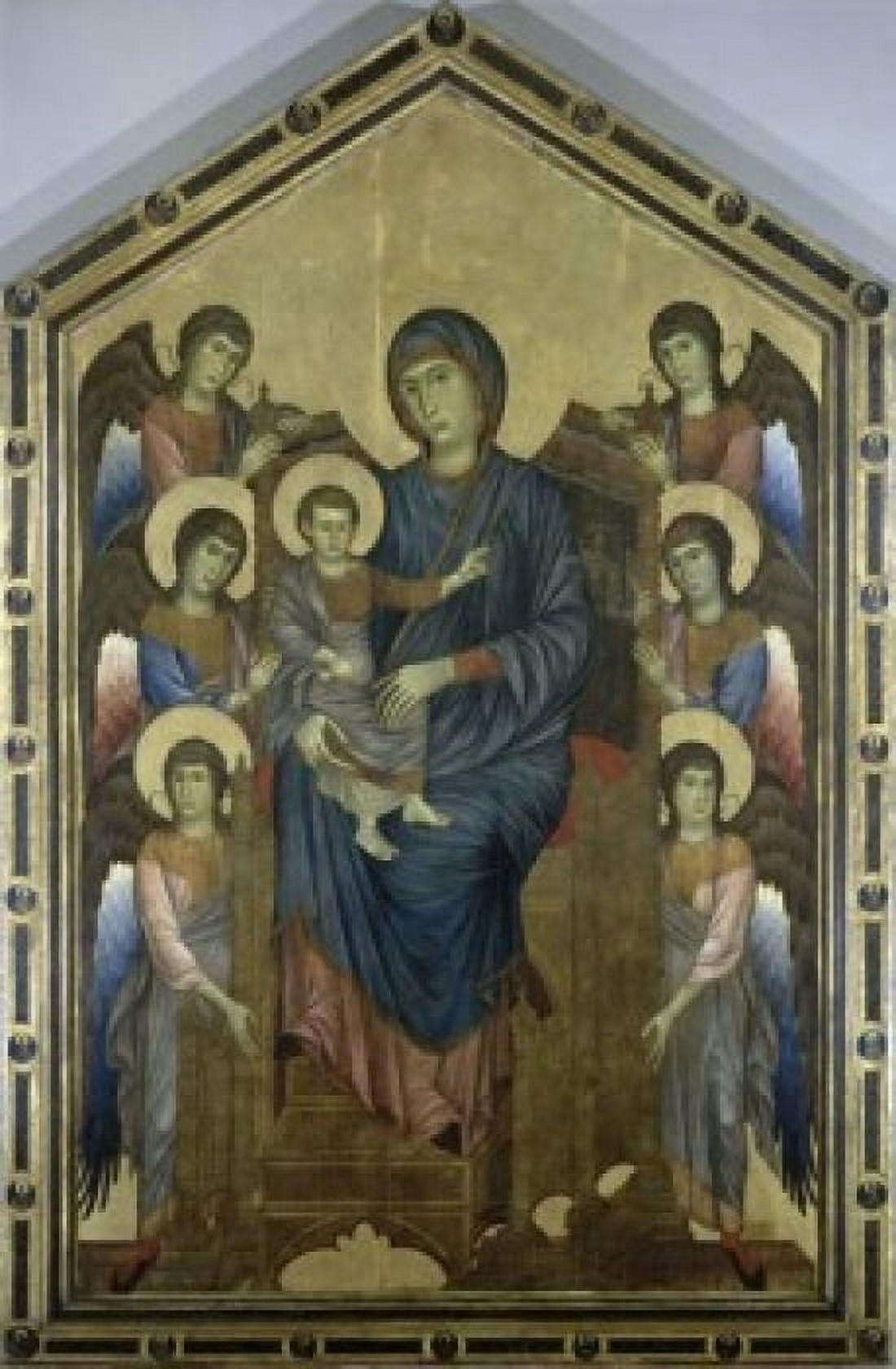 Posterazzi The Virgin and the Christ Child in Majesty Surrounded by Six Angels Cimabue (Cenni di Pepe) (ca1240-1302Italian) Wood Musee du Louvre Paris Canvas Art - Cimabue Cenni di Pepe (24 x 36)