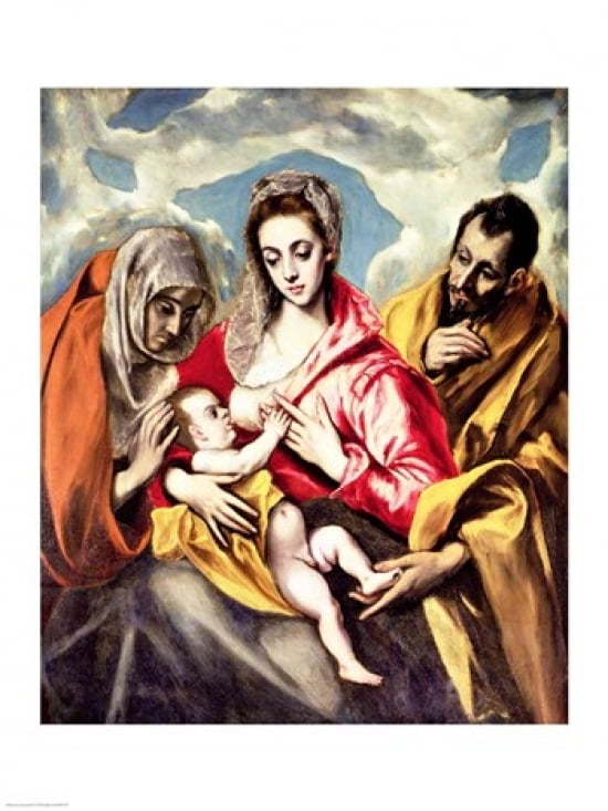 Posterazzi Virgin and Child with SS Anne and Joseph Canvas Art - El Greco (24 x 36)