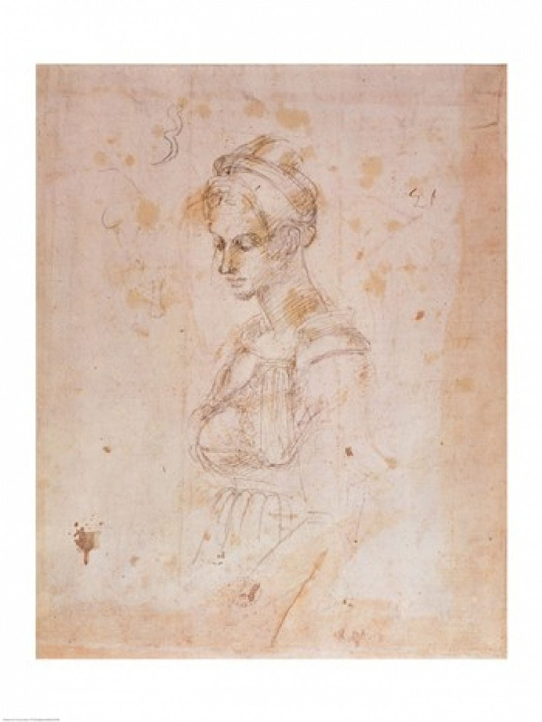 Posterazzi W41 Sketch of a woman Canvas Art - Michelangelo Buonarroti (24 x 36)