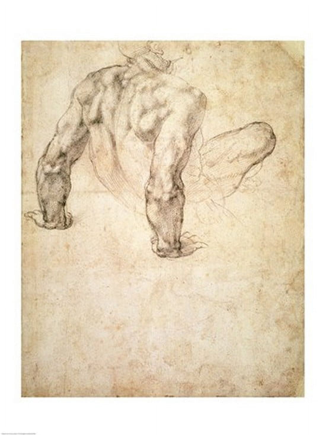 Posterazzi W63r Study of a male nude leaning back on his hands Canvas Art - Michelangelo Buonarroti (24 x 36)