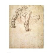 Posterazzi W63r Study of a male nude leaning back on his hands Canvas Art - Michelangelo Buonarroti 24 x 36