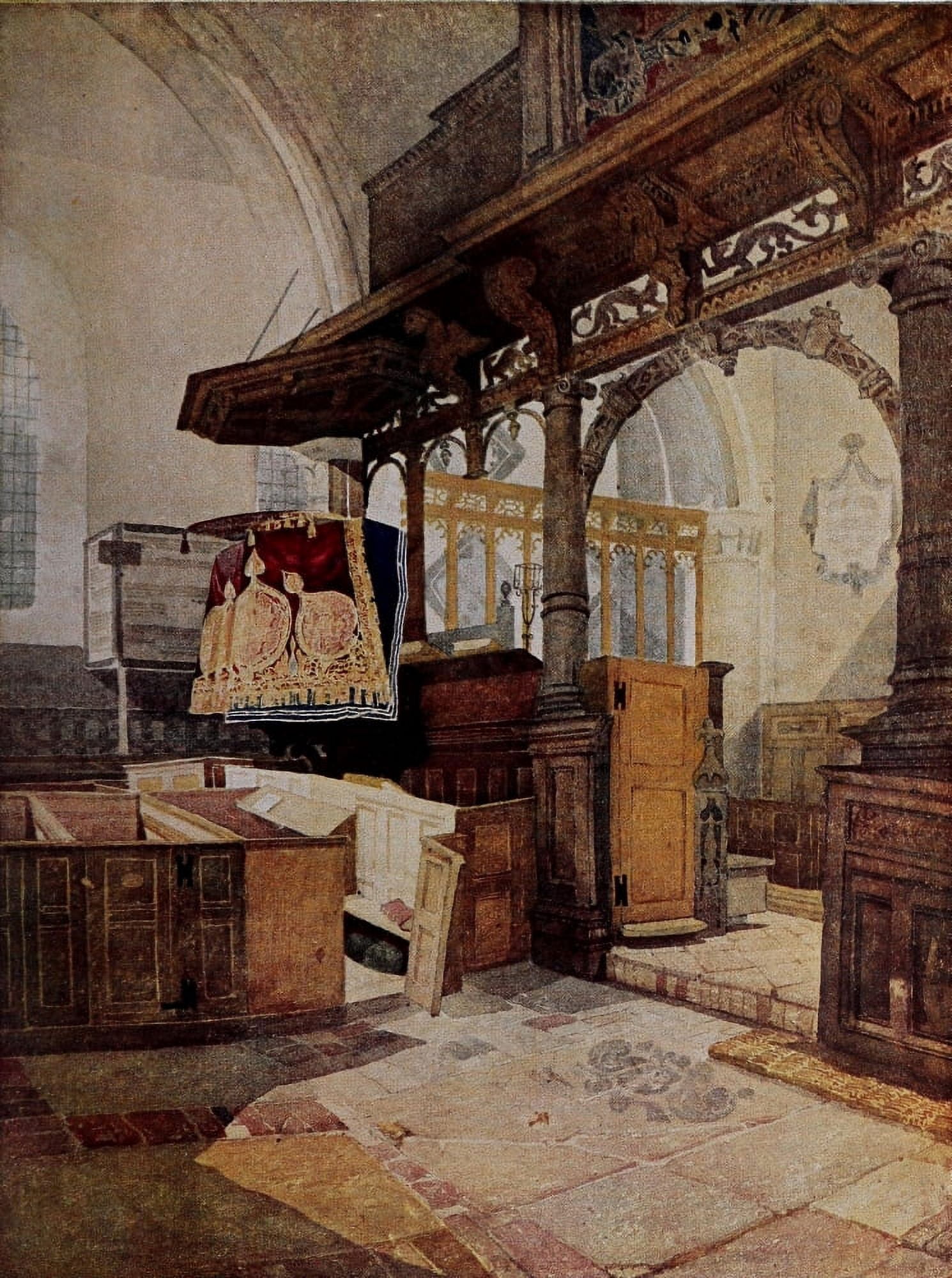 Posterazzi Walkers Quarterly 1926 Trentham Church Canvas Art - John Sell Cotman (24 x 36)
