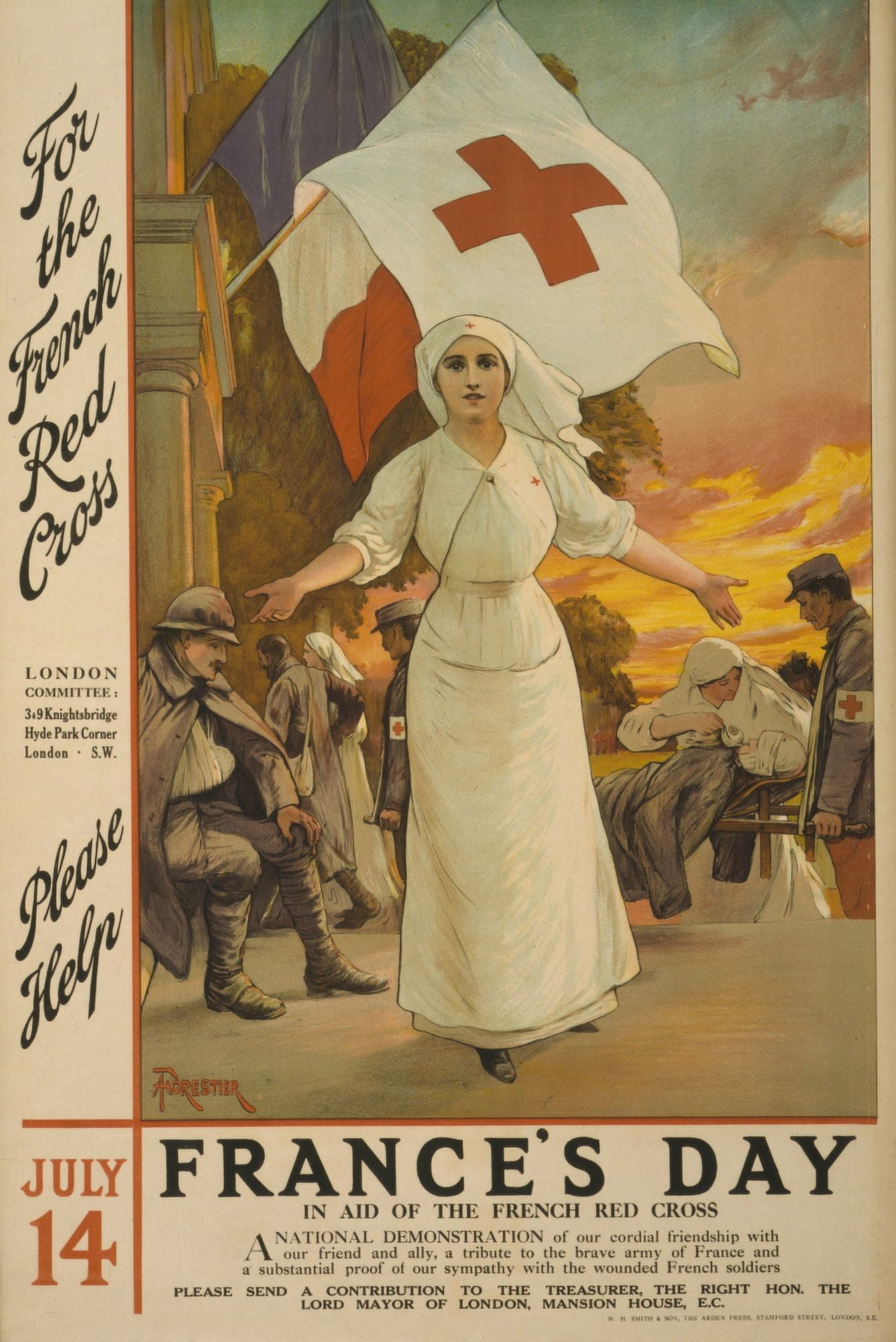Posterazzi War Poster 1915 Frances Day Red Cross Canvas Art - A Forestier (24 x 36)