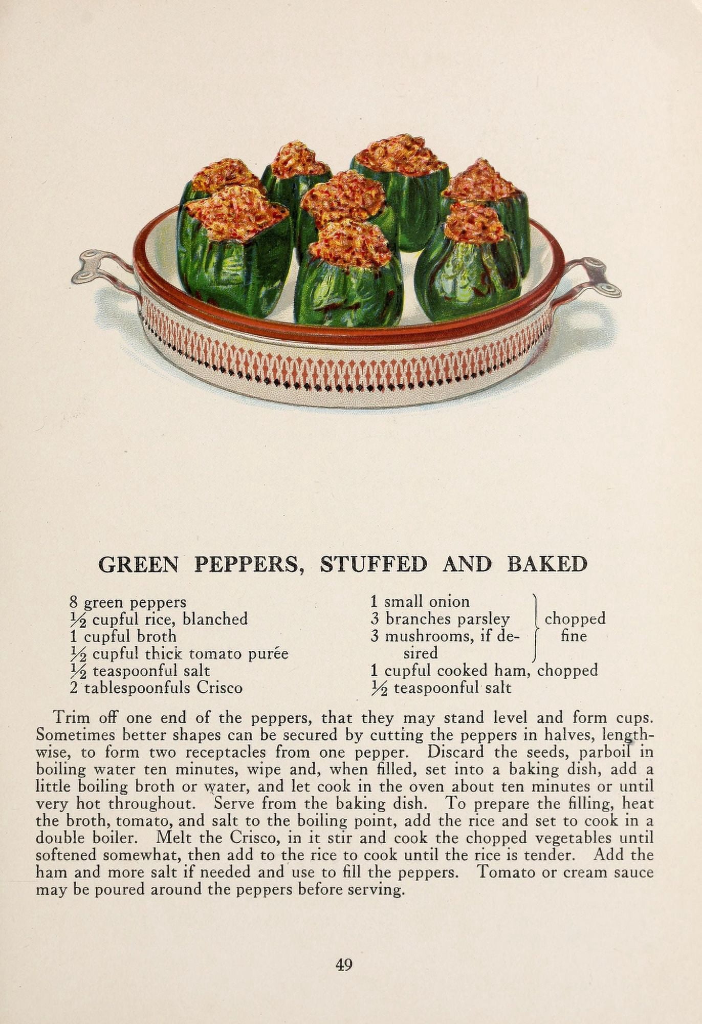 Posterazzi War Time Recipes 1918 Green Peppers stuffed & baked Canvas Art - Janet McKenzie Hill (24 x 36)