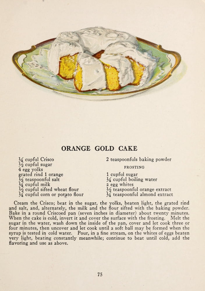 Posterazzi War Time Recipes 1918 Orange Gold Cake Canvas Art - Janet McKenzie Hill (24 x 36)