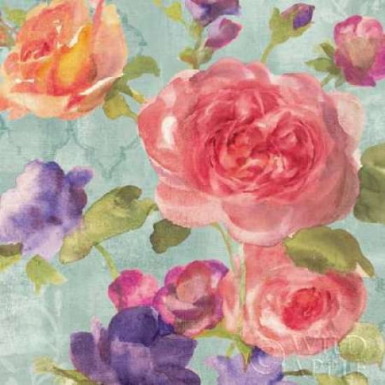 Posterazzi Watercolor Floral I on Grey Canvas Art - Danhui Nai (24 x 24)