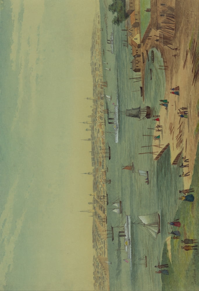 Posterazzi Watercolour 1854 Portland Maine Canvas Art - WS Hatton (24 x 36)