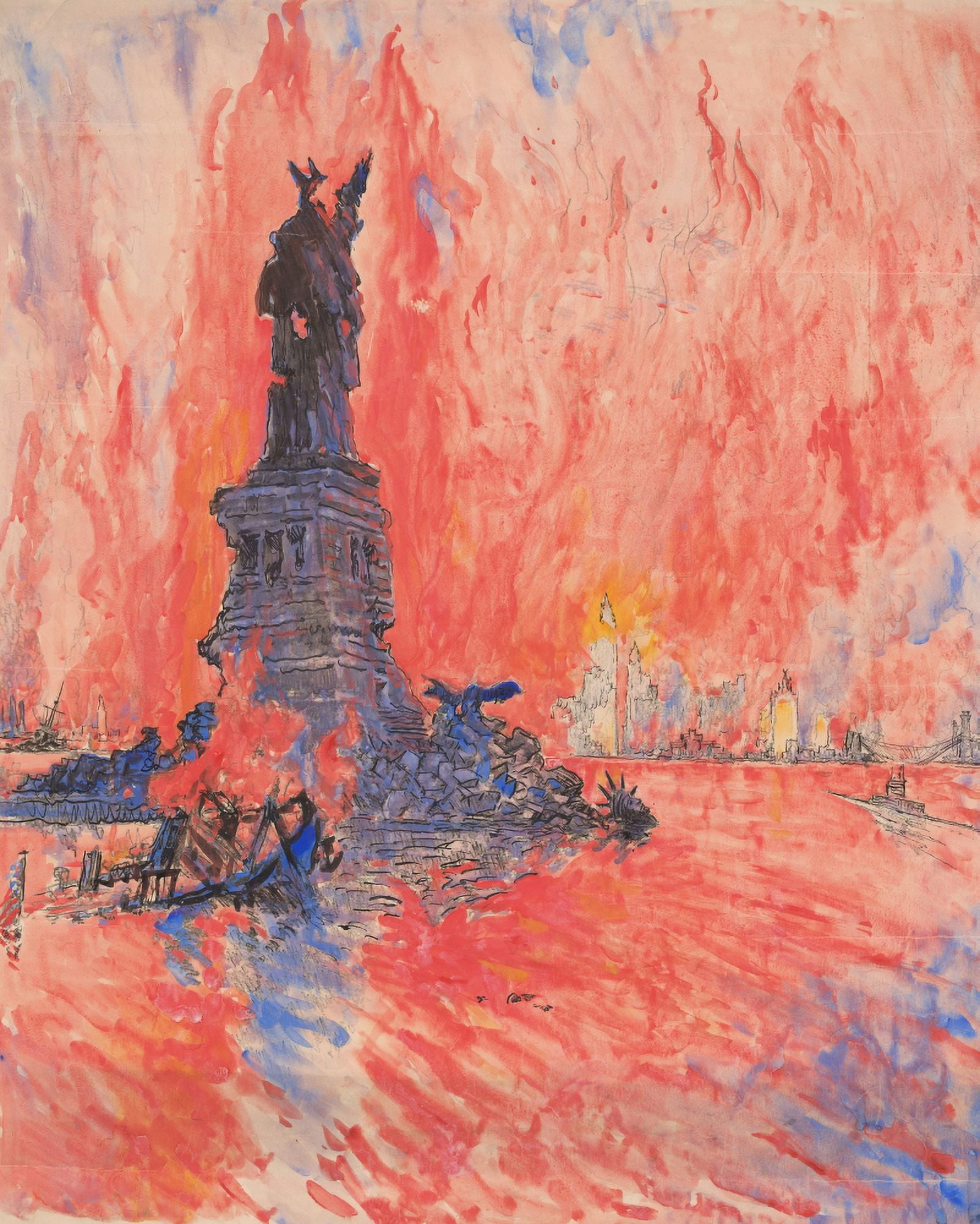 Posterazzi Watercolour 1918 Lest liberty perish from the face of the earth Canvas Art - Joseph Pennell (24 x 36)