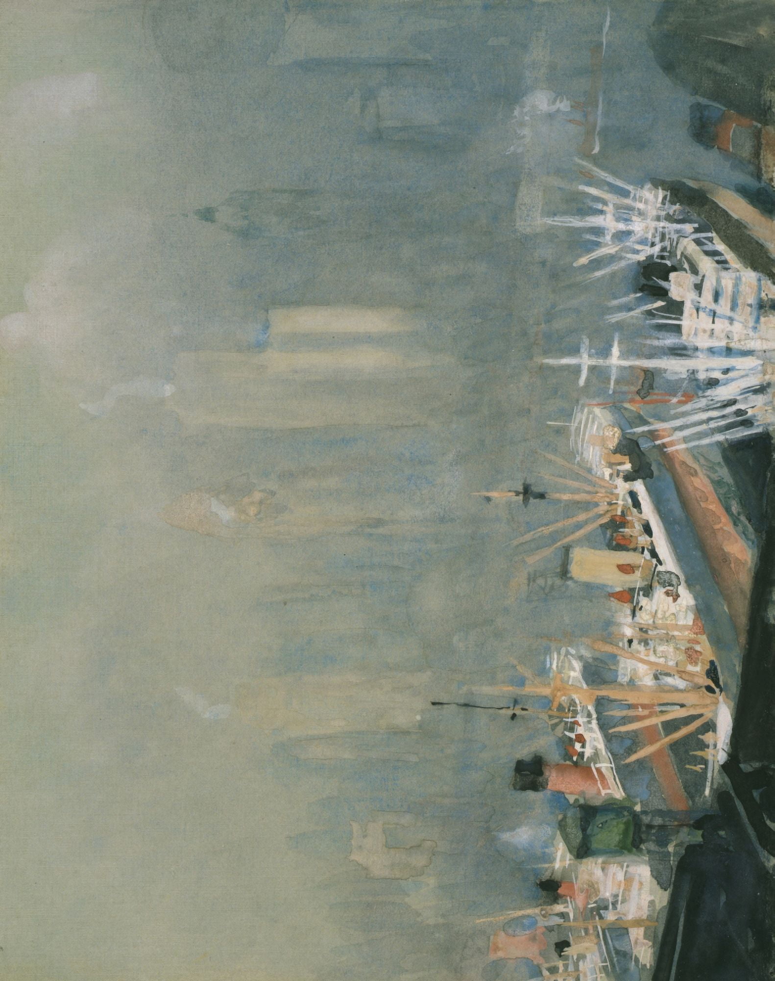 Posterazzi Watercolour c1921-26 New York City skyline from Brooklyn Harbor Canvas Art - Joseph Pennell (24 x 36)