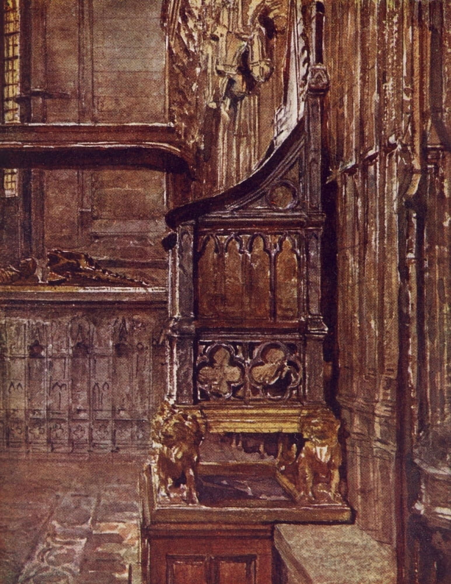 Posterazzi Westminster Abbey 1904 Coronation Chair Chapel of Henry VII Canvas Art - John Fulleylove (24 x 36)