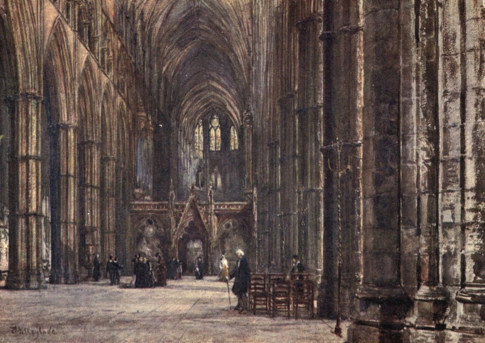 Posterazzi Westminster Abbey 1904 Interior of the Nave Canvas Art - John Fulleylove (24 x 36)