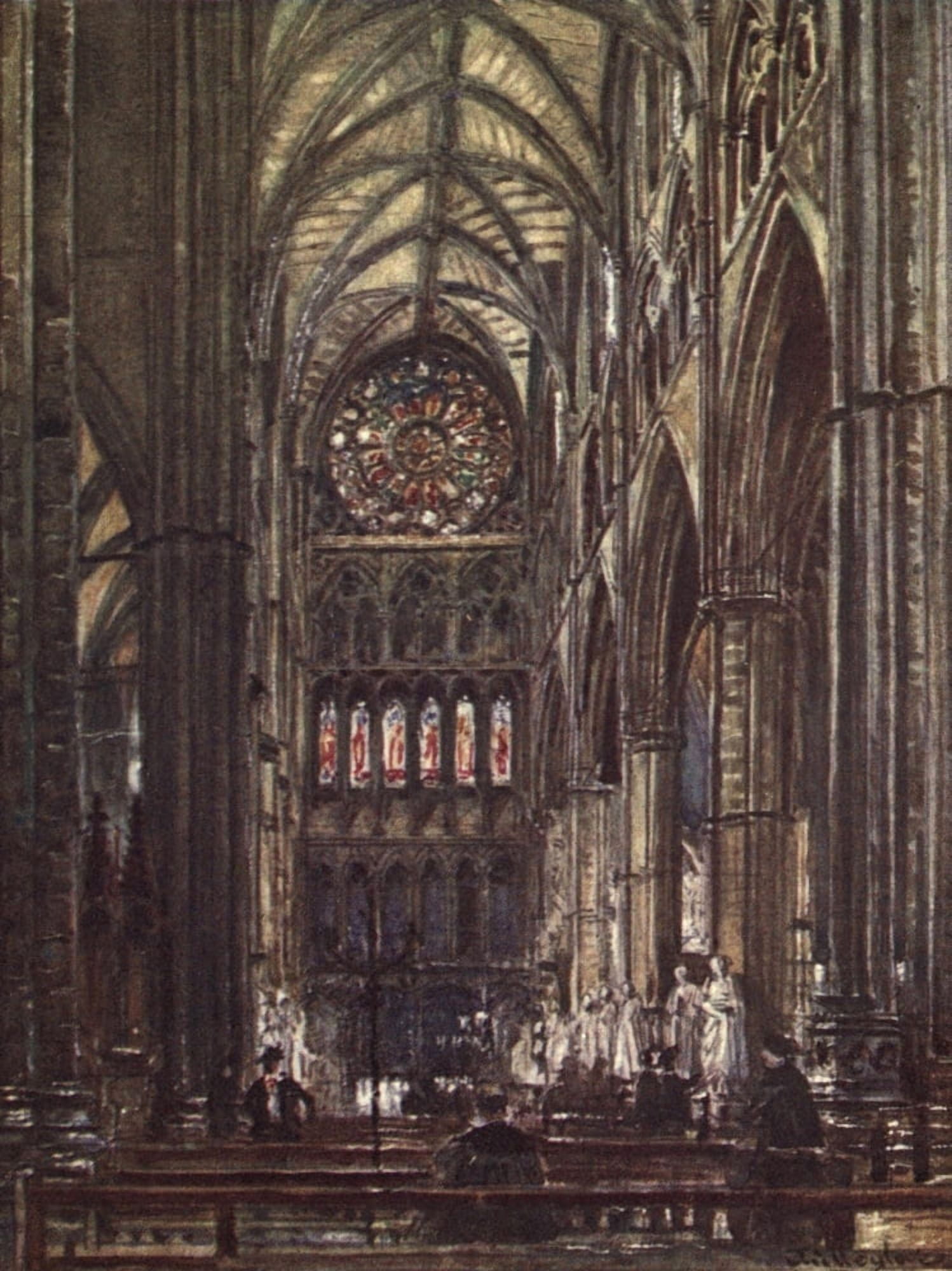 Posterazzi Westminster Abbey 1904 Interior of the North Transept 2 Canvas Art - John Fulleylove (24 x 36)