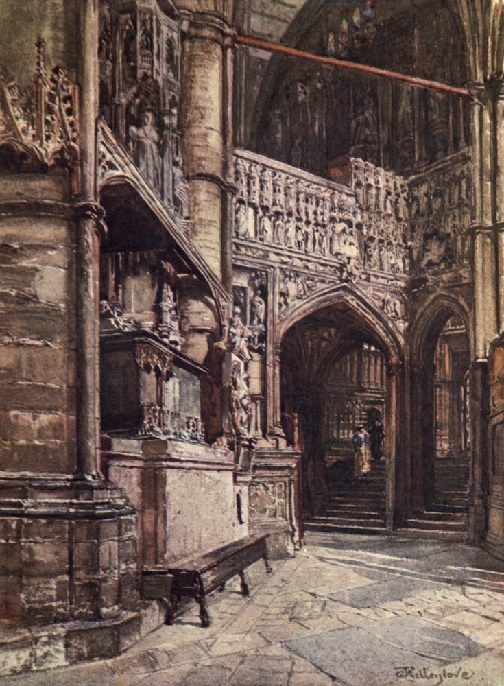 Posterazzi Westminster Abbey 1904 Tomb of Queen Philippa & Chapel Canvas Art - John Fulleylove (24 x 36)