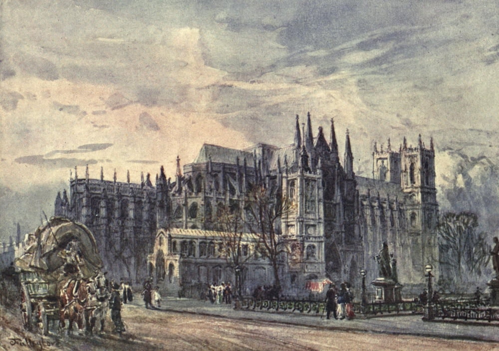 Posterazzi Westminster Abbey 1904 View from Whitehall Canvas Art - John Fulleylove (24 x 36)
