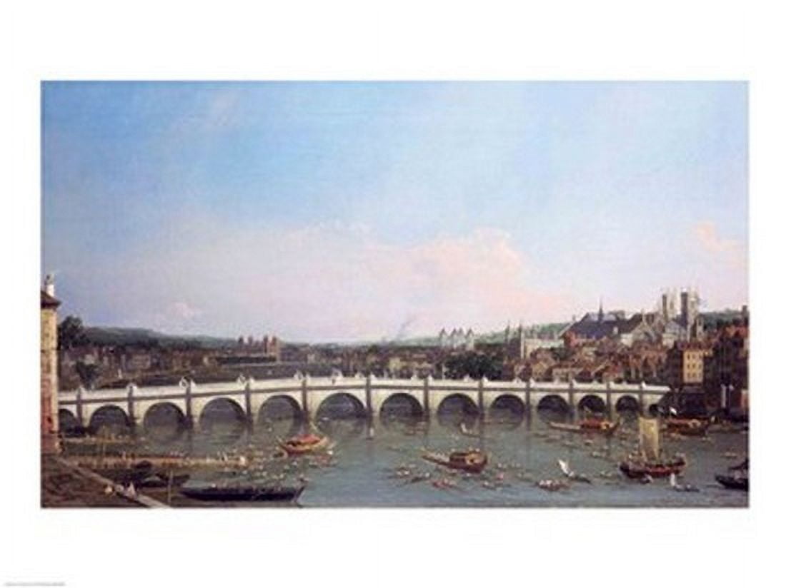 Posterazzi Westminster Bridge from the North with Lambeth Palace in distance Canvas Art - Giovanni Antonio Canaletto (36 x 24)